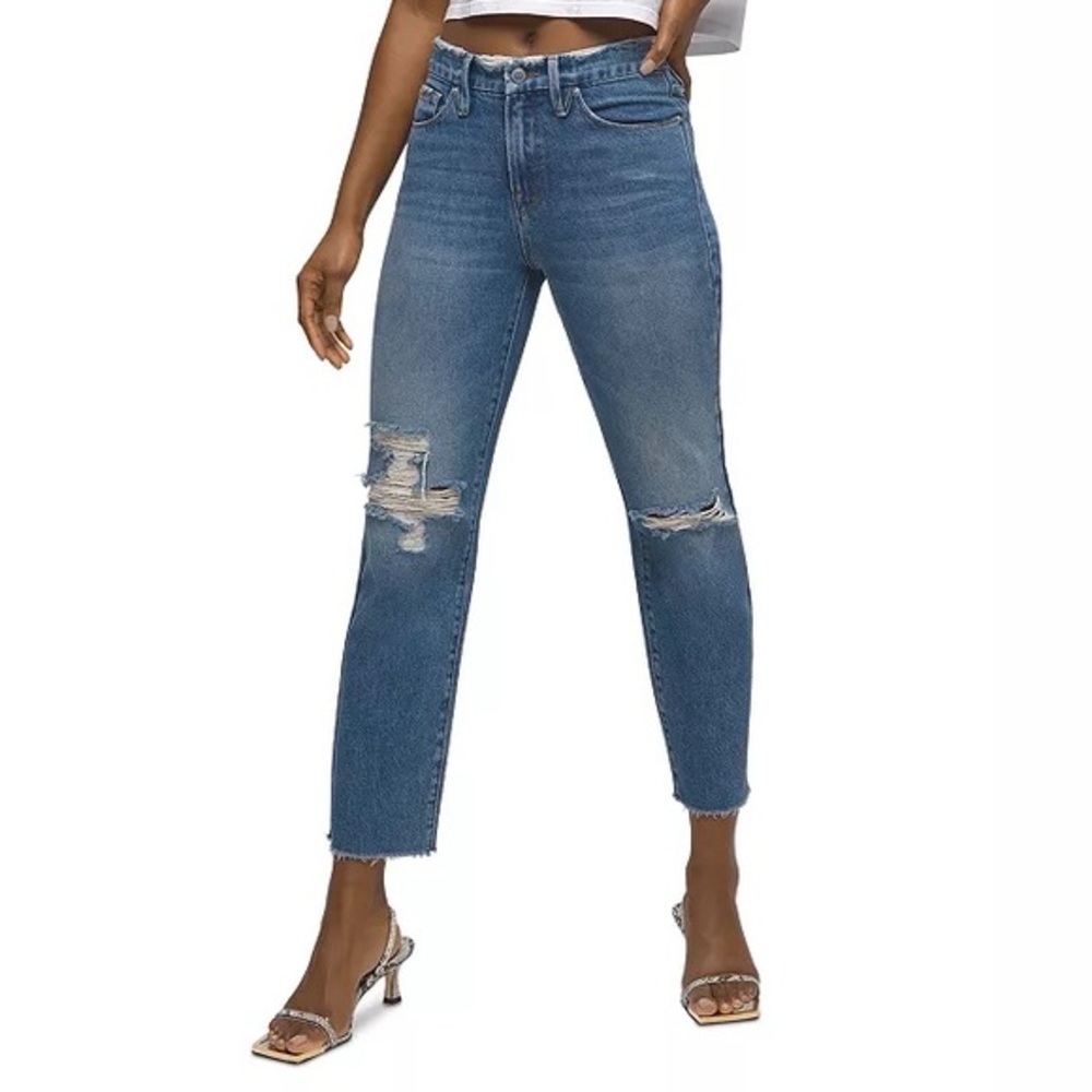 Good American Vintage Ripped Straight Leg Distressed Jeans : 6/28